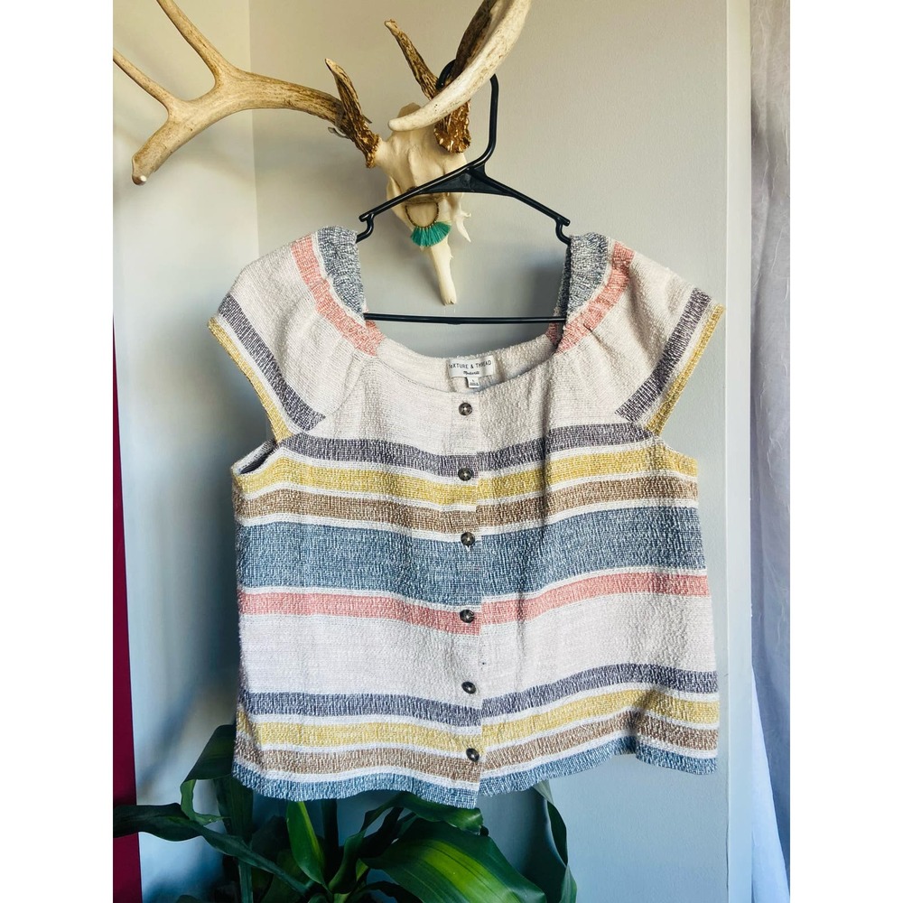 Boho Chic Texture And Thread Large Large Cortton … - image 1